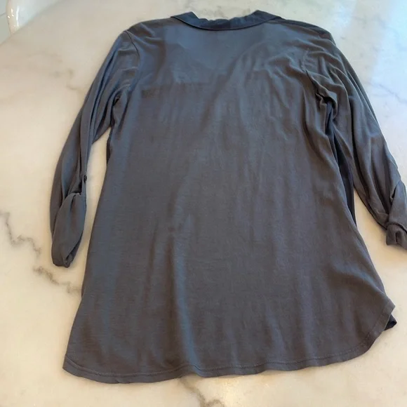 NWOT SPLENDID GRAY RAYON COTTON BLEND COLLARED L/S SHIRT. L - Picture 8 of 8